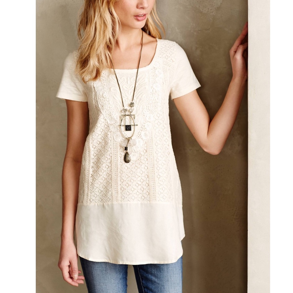 Anthropologie Meadow Rue Laurel Lace Tee